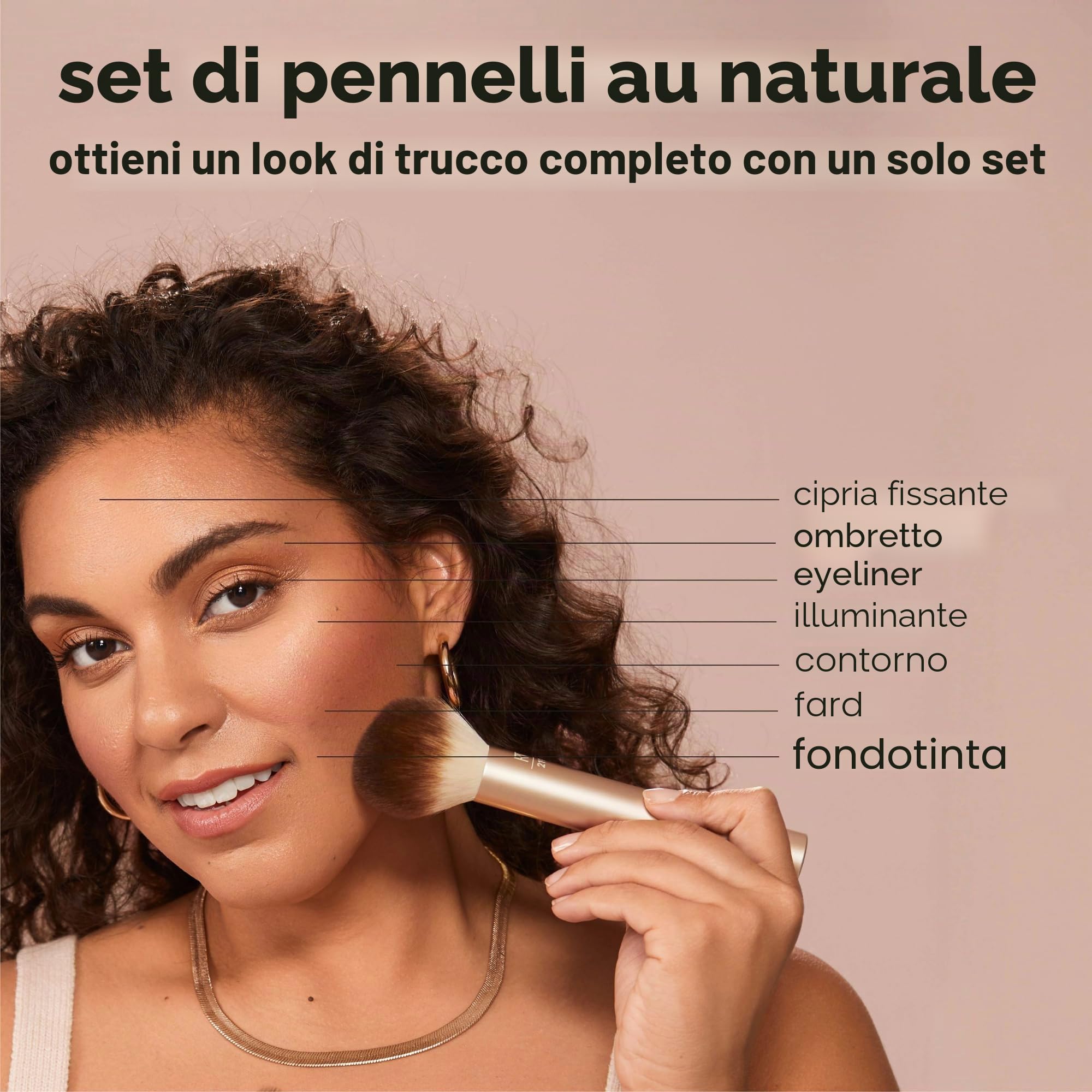 Real Techniques Au Naturale - Set di pennelli per fondotinta, ciprie e correttori, set di 9 pezzi