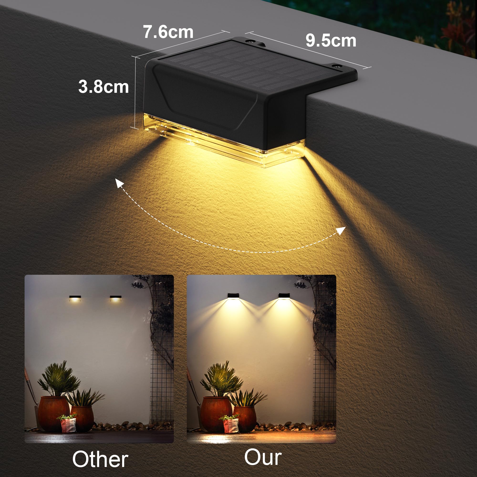 ELLASAY Solar Fence Lights Outdoor: IP65 Waterproof Solar Powered Wall Light - Image 4