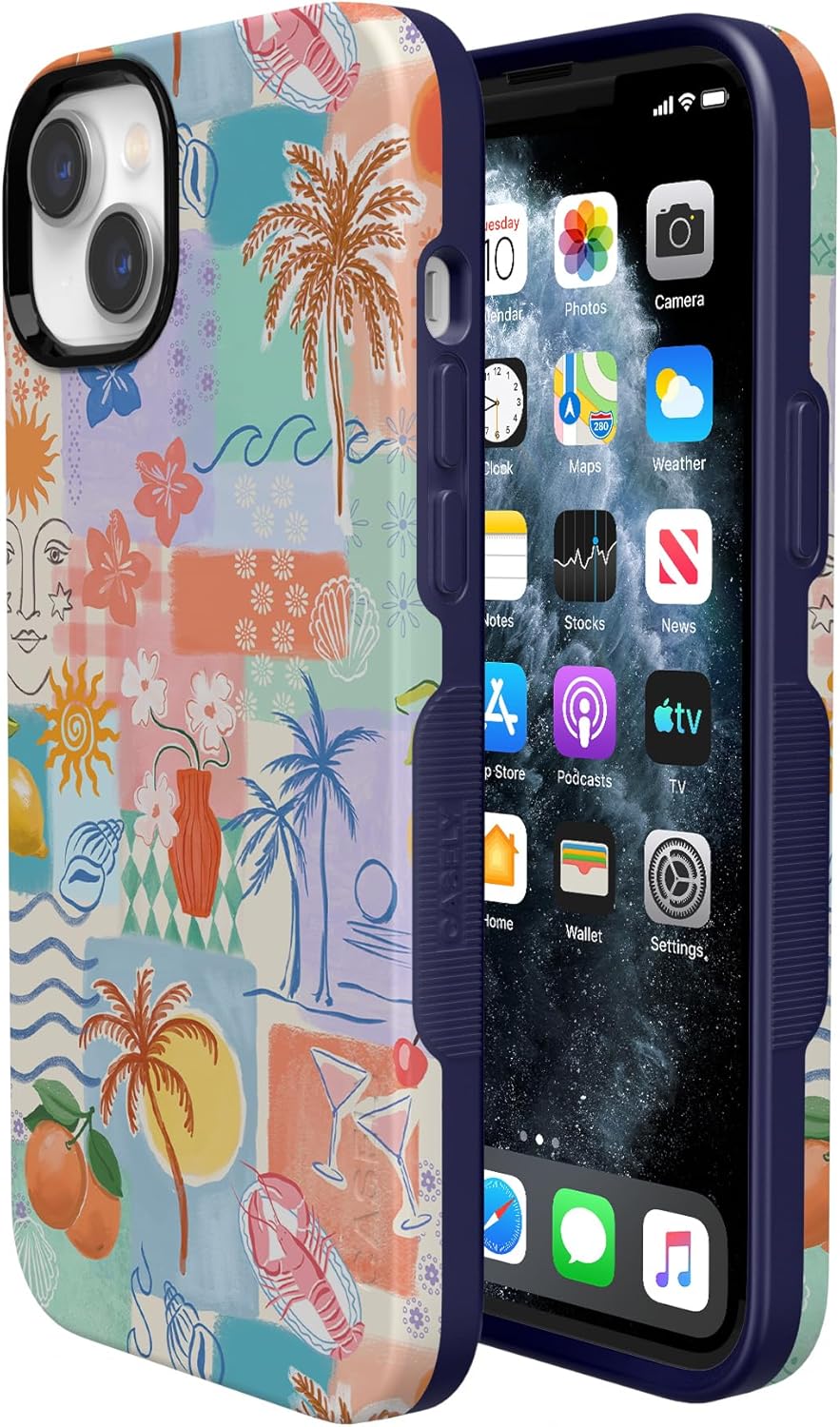 Casely iPhone 14 Plus Case | Tropical Heat | Beachy Collage | Bold Protective Design | Compatible with MagSafe