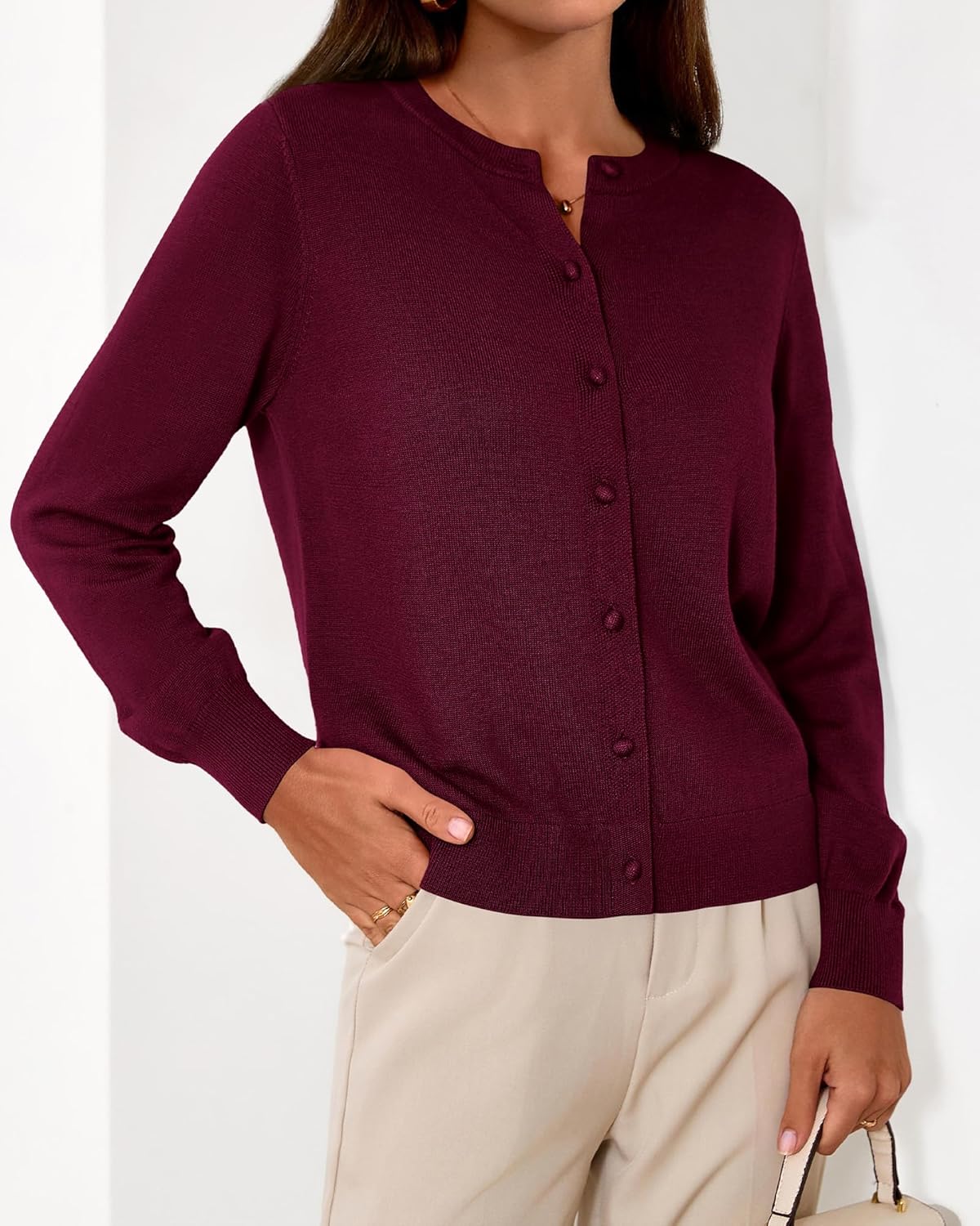 BTFBM Cardigan Sweaters for Women Cashmere Sweater Lightweight Button Down Casual Knit Shrugs Tops Early Spring Fashion - Image 2