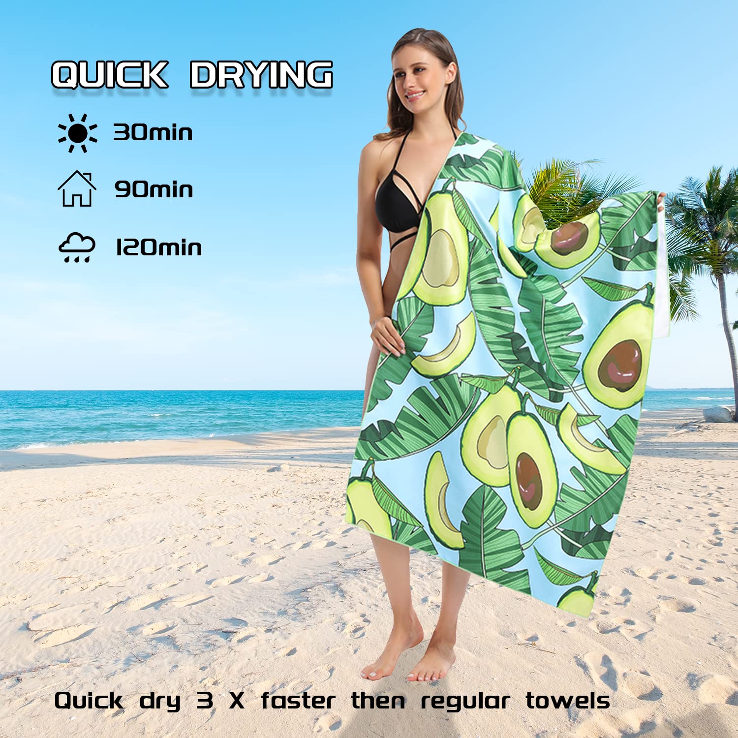 MEQUER Microfibre Beach Towel, Beach Towels for Adults 71"x32"Extra Large Quick Dry Sand Free Beach Towel - Image 4