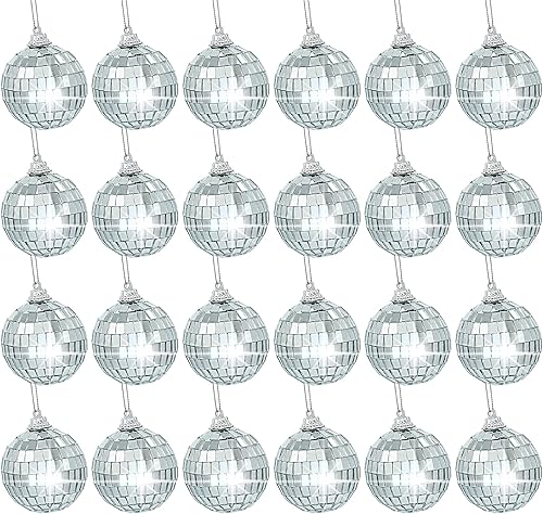 Miniatura 9 de 6 bolas de discoteca de 1.6 pulgadas, bolas de espejo plateadas para decoración de árbol de Navidad, boda, fiesta