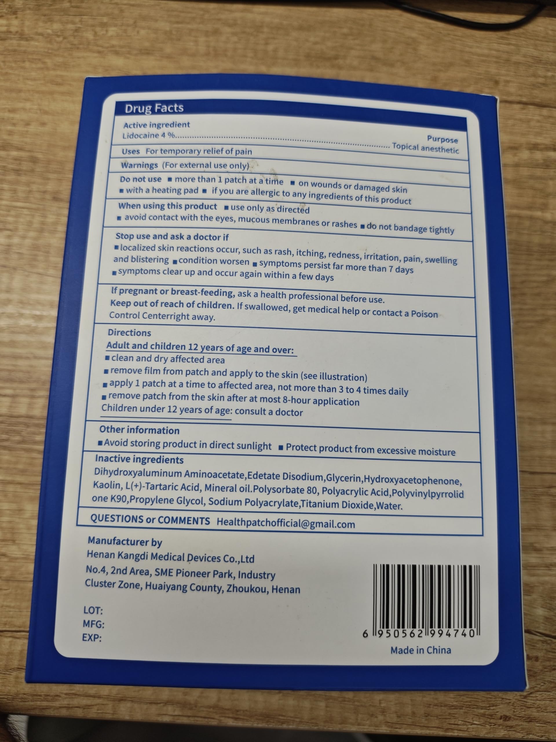 KONGDY 4% Lidocaine Patches, 30 Count Lidocaine Gel Relieving Patches — Amazon image 3