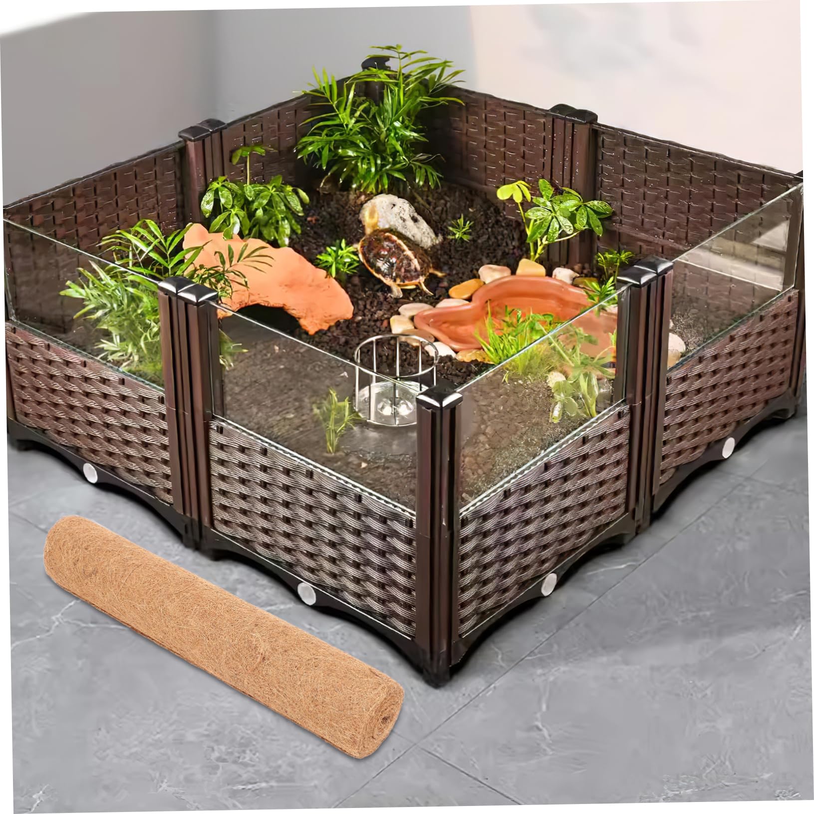 Beaupretty Estera De Palma De Coco Pet Terrarium Liner Alfombra De Fibra Madera Flotante Alfombra De Tortuga Mat Ropa De Cama De Tortuga Estera De Conejito Estera De Fibra Revestimiento De