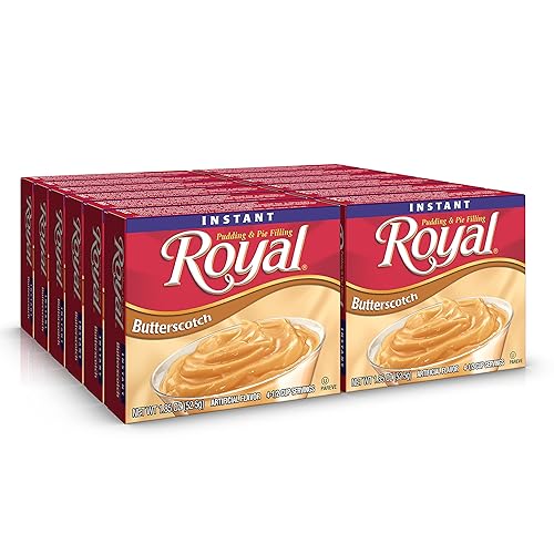 Royal Mezcla de postre de pudín instantáneo, Butterscotch, sin grasa (cajas de 12 - 1.8 onzas)