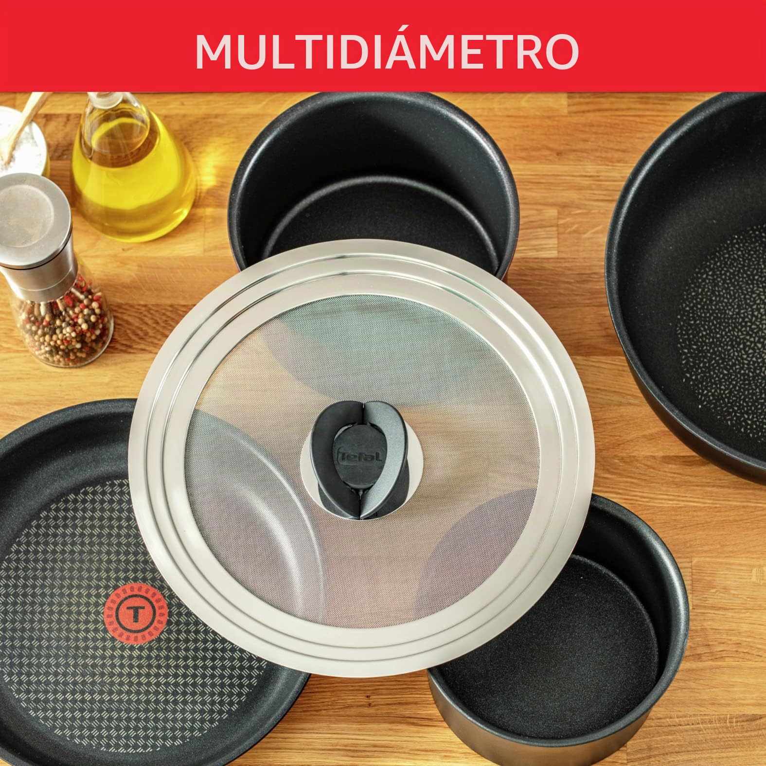 TEFAL Couvercle anti-projection Ingenio - Inox - 24/30 cm