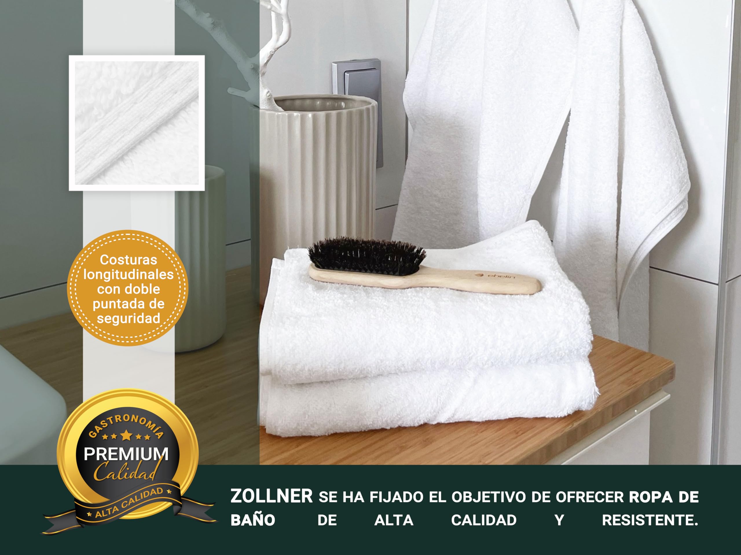 ZOLLNER Juego de 6 Toallas de baño Premium de 50x70 cm: Extremadamente absorbentes y Suaves en Color Blanco, Lavables hasta 95 °C, de algodón, certificación Oeko Tex®
