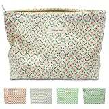 STARDW Aesthetic Floral Makeup Bag Cute Small Cosmetic Bags for Women Girls, Travel Toiletry Bag Large Capacity Zipper Makeup Pouch, Purse Organizer Pouches Pink Floral