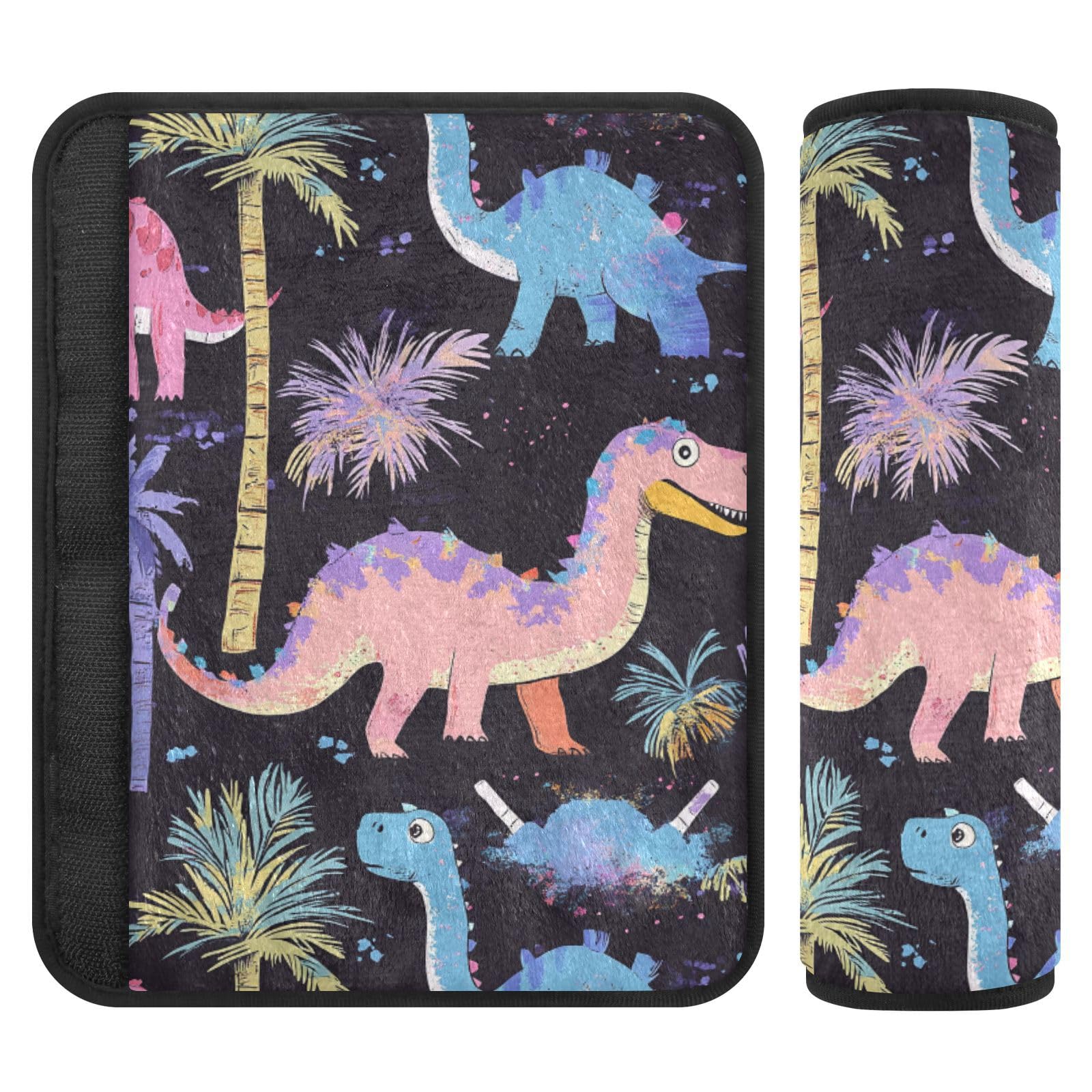 Seat Belt Covers 2 Pack Colorful Dinosaurs Car Seat Strap Covers Super Soft Palm Trees Car Seat Neck Cover for Boys Girls Adults Babies S