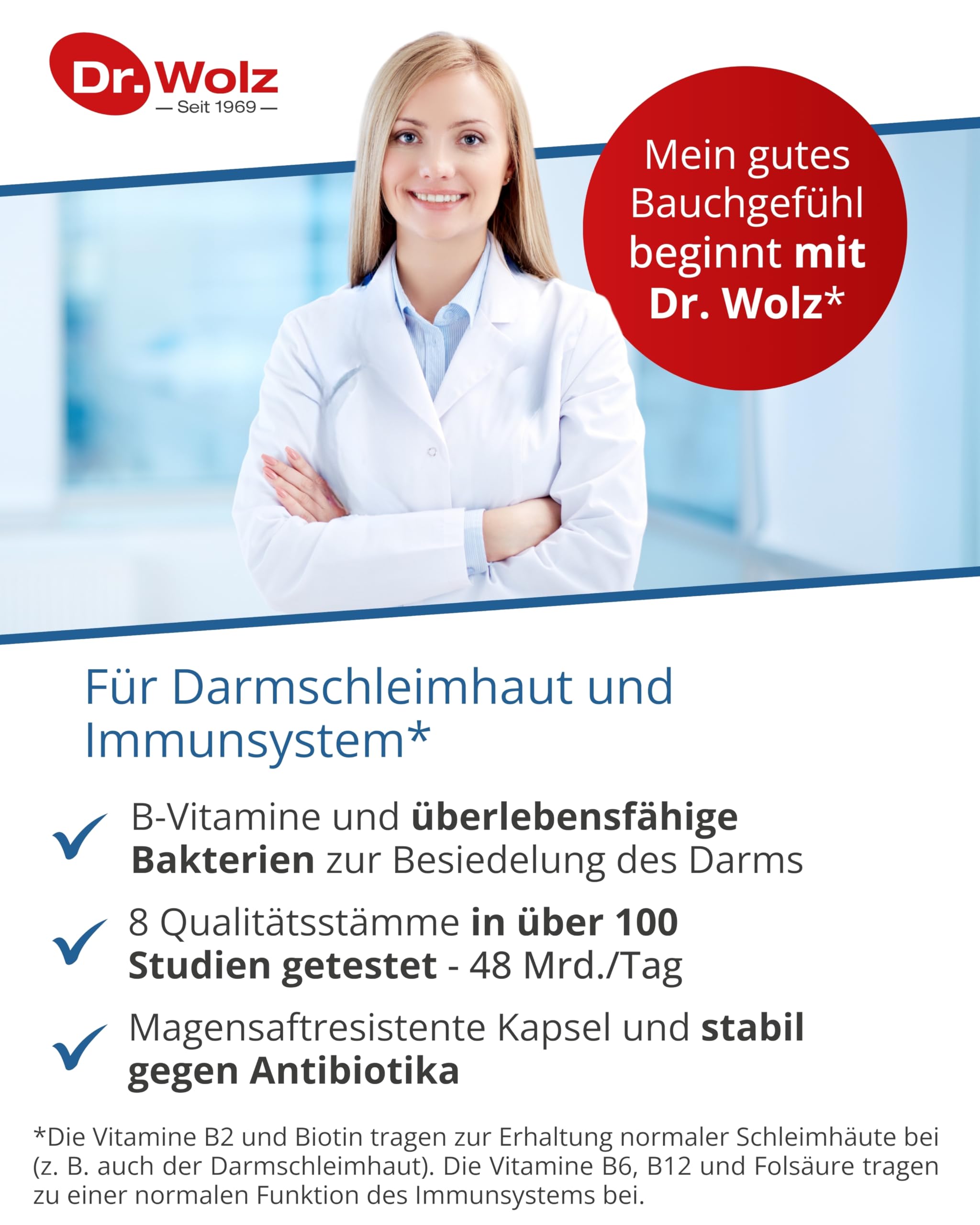 Dr. Wolz Darmflora plus select* - 80 Kapseln hochdosiert - 8 Milchsäurebakterien-Stämme - 48 Mrd Bakterienkulturen pro Tag - Kulturen Komplex für Darmschleimhaut & Immunsystem - Darm-Kur* - vegan