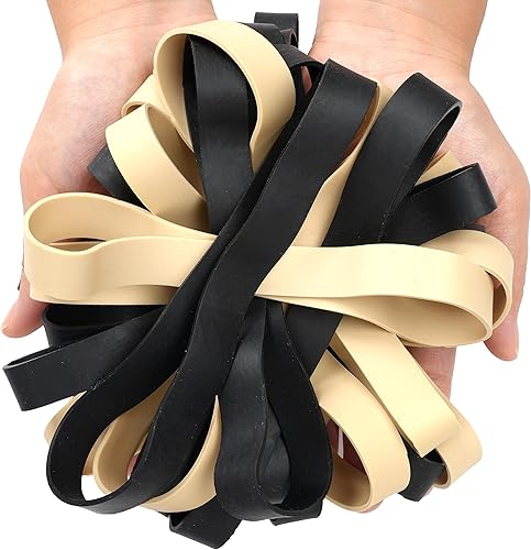 Miniatura 5 de AMUU Bandas de goma de tamaño grueso #107 bandas de goma anchas paquete de 30 bandas elásticas grandes negras grandes y largas para suministros de