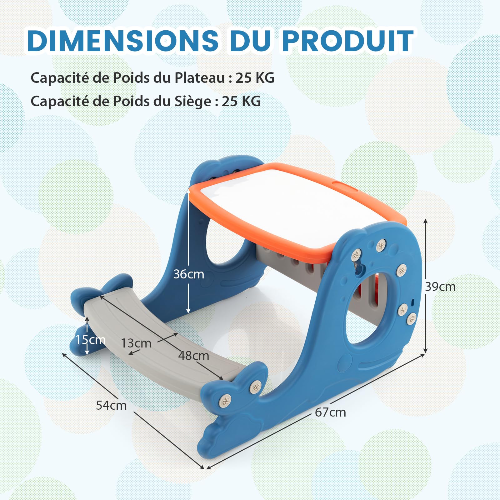 COSTWAY 4 en 1 Table Enfants en Forme Baleine avec Plateau Double Face