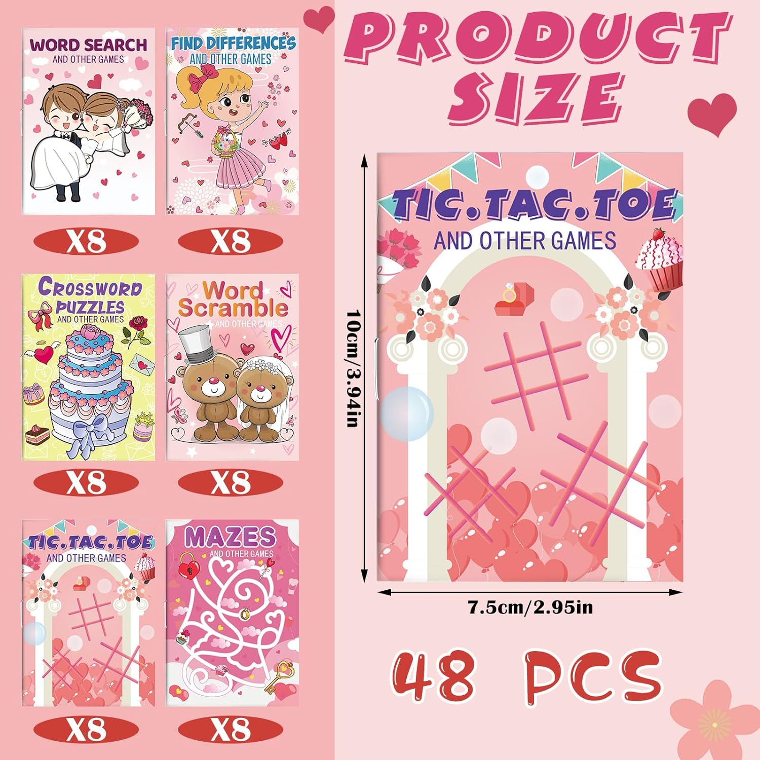 Hungdao 48 Pcs Wedding Mini Activity Books Bulk for Girls Boys Wedding Games Mini Fun and Games Challenging Activities Wedding Day Mini Activity Books for Table Reception