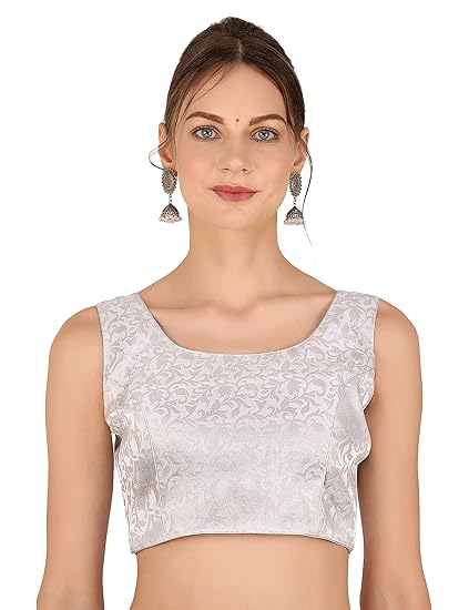 Women's Readymade Blouse Sweetheart Brocade Short Sleeve || Stretchable Stylish Comfortable Blouses || Neck Style U-Neck Family Functions Best Festivals Gift for Womens & Girls.