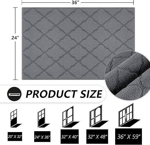 Miniatura 9 de Timo Tapete para puerta de interior, tapete para puerta delantera, 32 x 40 pulgadas, parte trasera de goma antideslizante, absorbente y resistente a