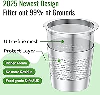 Vista 3 de CAPMESSO K-Cups reutilizables para Keurig 1.0: cápsulas de café recargables de acero inoxidable - Filtro de café de metal universal para cafetera