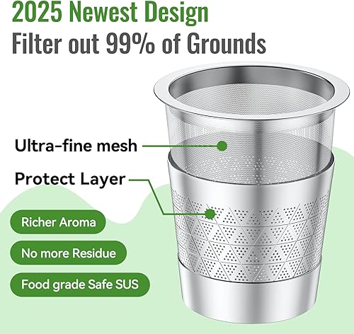 Miniatura 3 de CAPMESSO K-Cups reutilizables para Keurig 1.0 cápsulas de café recargables de acero inoxidable - Filtro de café de metal universal para cafetera