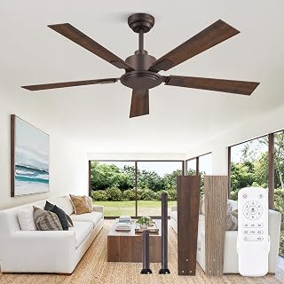 ZMISHIBO 52 Inch Bronze Ceiling Fan No Light with Remote