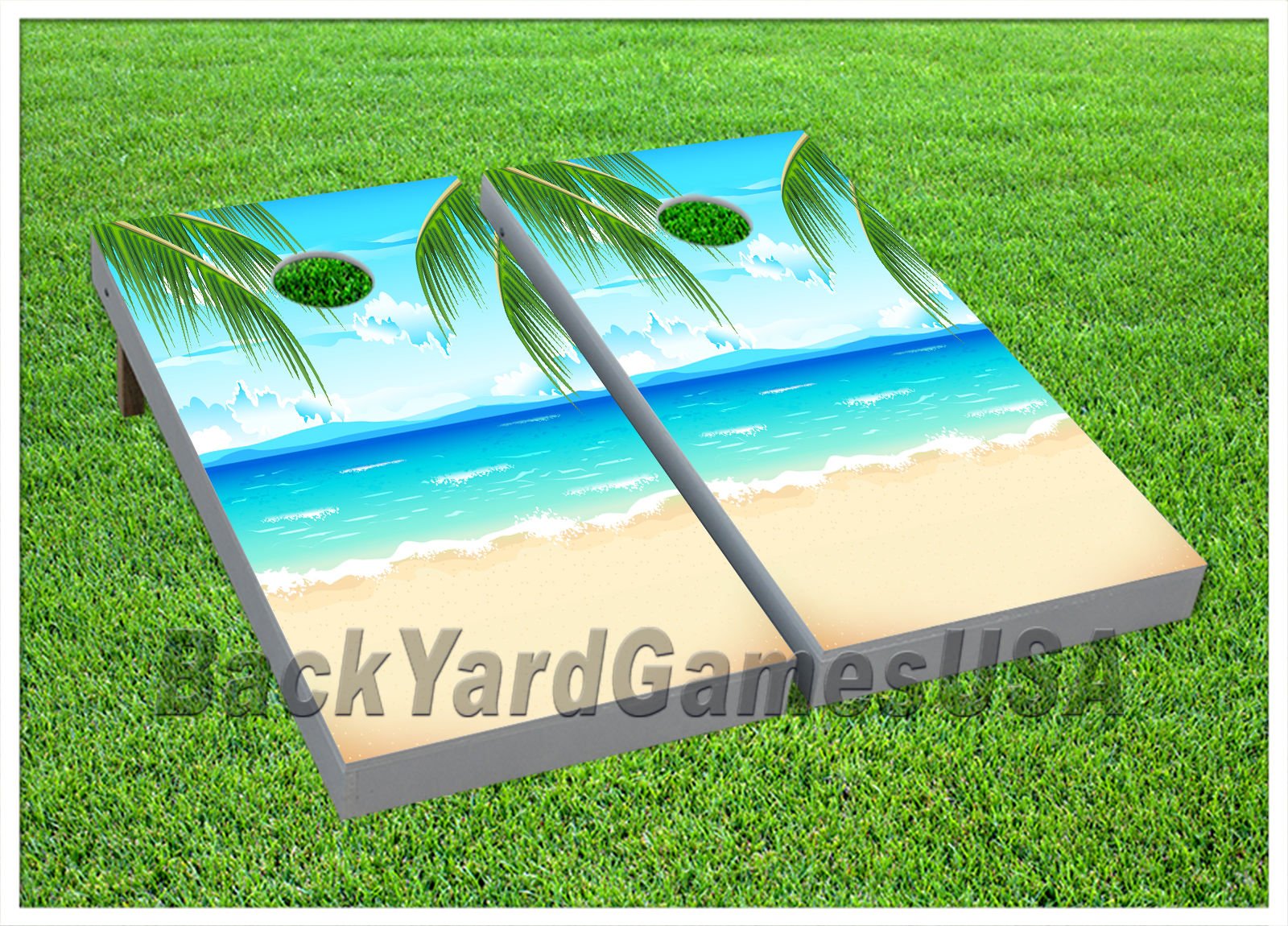 Beach Paradise Cornhole BEANBAG TOSS Game w Bags Game Boards Tropical Set 692