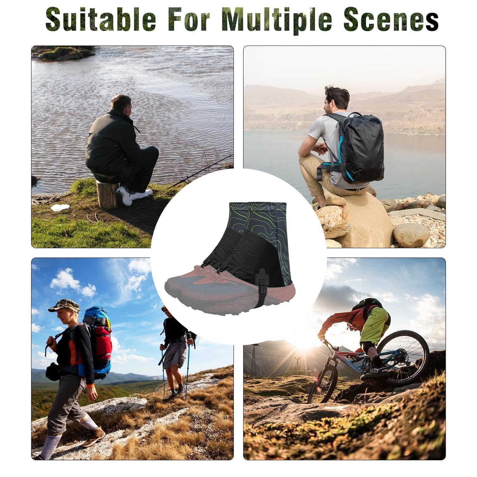 Generisch Gamaschen Für Trailrunning, Sanddichte Und Verstellbare Kurz Gamaschen Trailrunning Schuhe Wasserdicht Knöchelgamaschen, Trail Low Gaiters Für Wanderstiefel Camping Bergsteigen