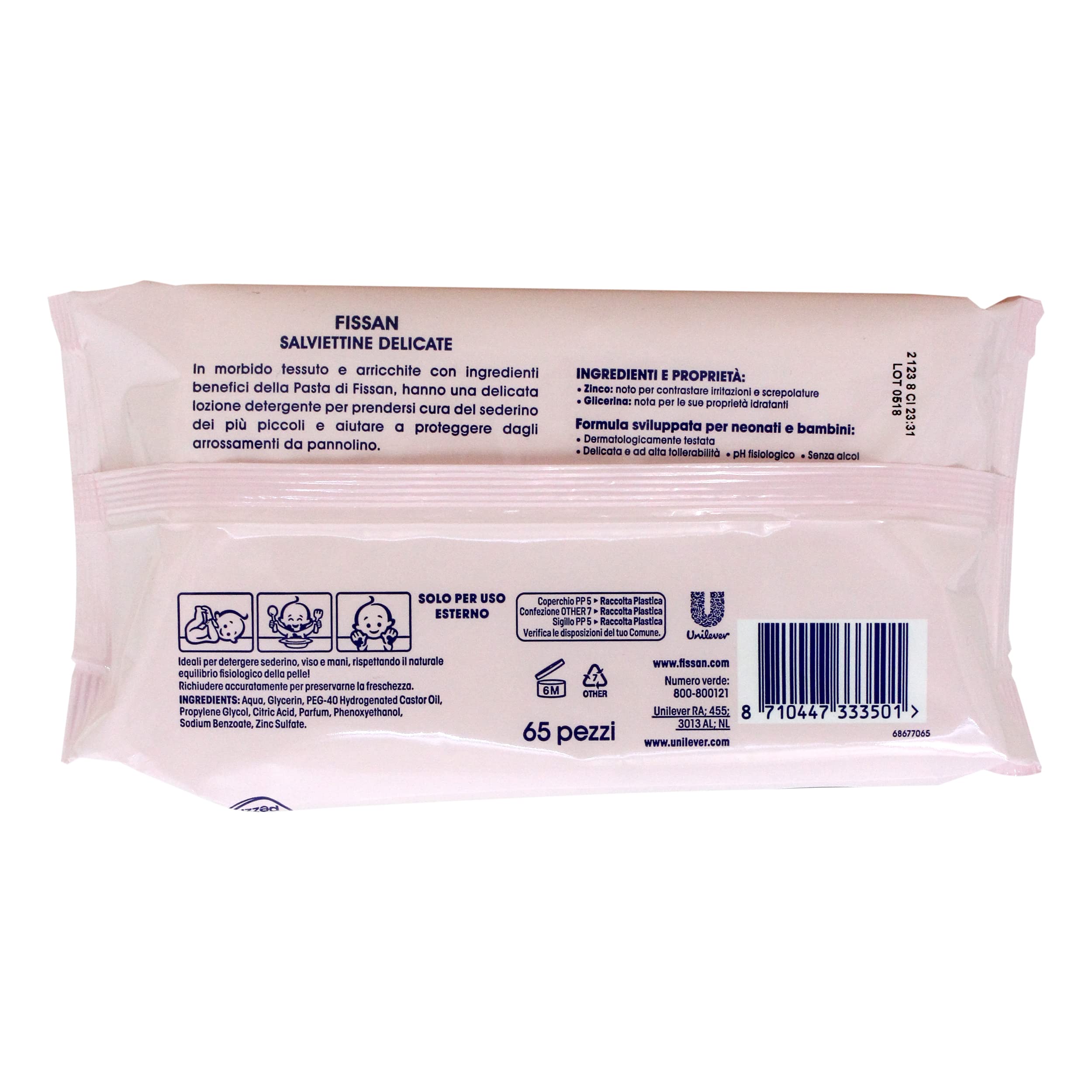 12 X Fissan Baby Salviettine Delicate Umidificate 65 PZ