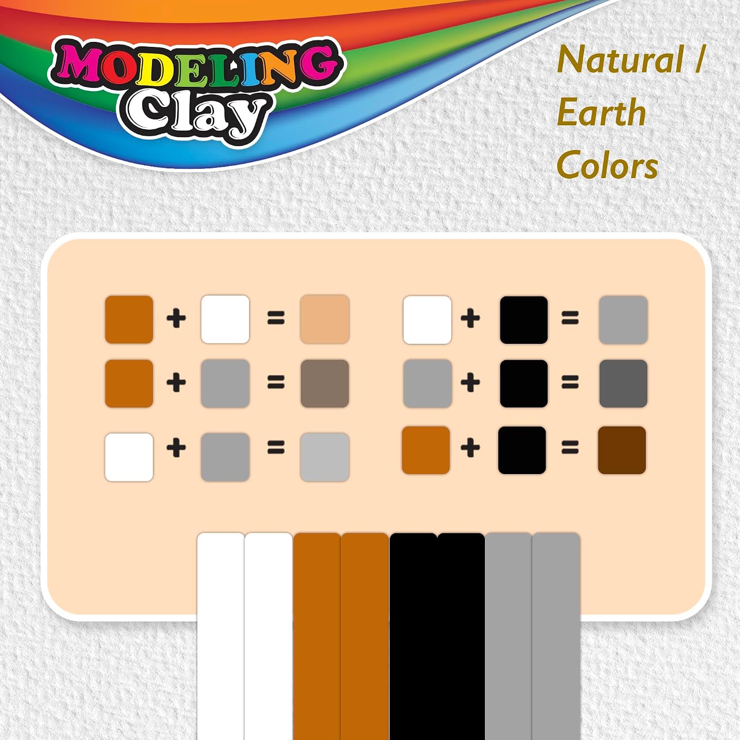 BAZIC Products Modeling Clay Sticks 4.8 Oz, 4 Natural Earth Colors, Non-Toxic DIY Modeling Clay Sticks for Artist and Adults, Art Craft Sculpting, 72-Pack