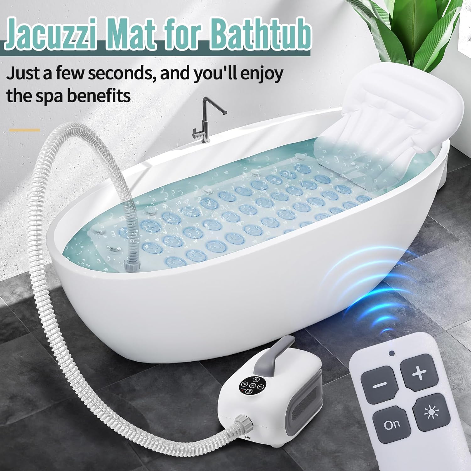 Upgraded 3.0 Bathtub Spa,Bubble Bath Mat-Portable Bathtub Spa Mat - Electric Bubble Massage Mat with Remote Control, Simplicity of Operator,Help You Relax Both Physically and Mentally