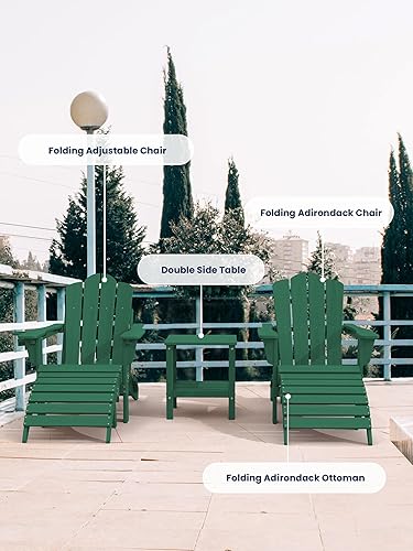 Miniatura 6 de KINGYES Otomana Adirondack plegable para silla Adirondack, color verde