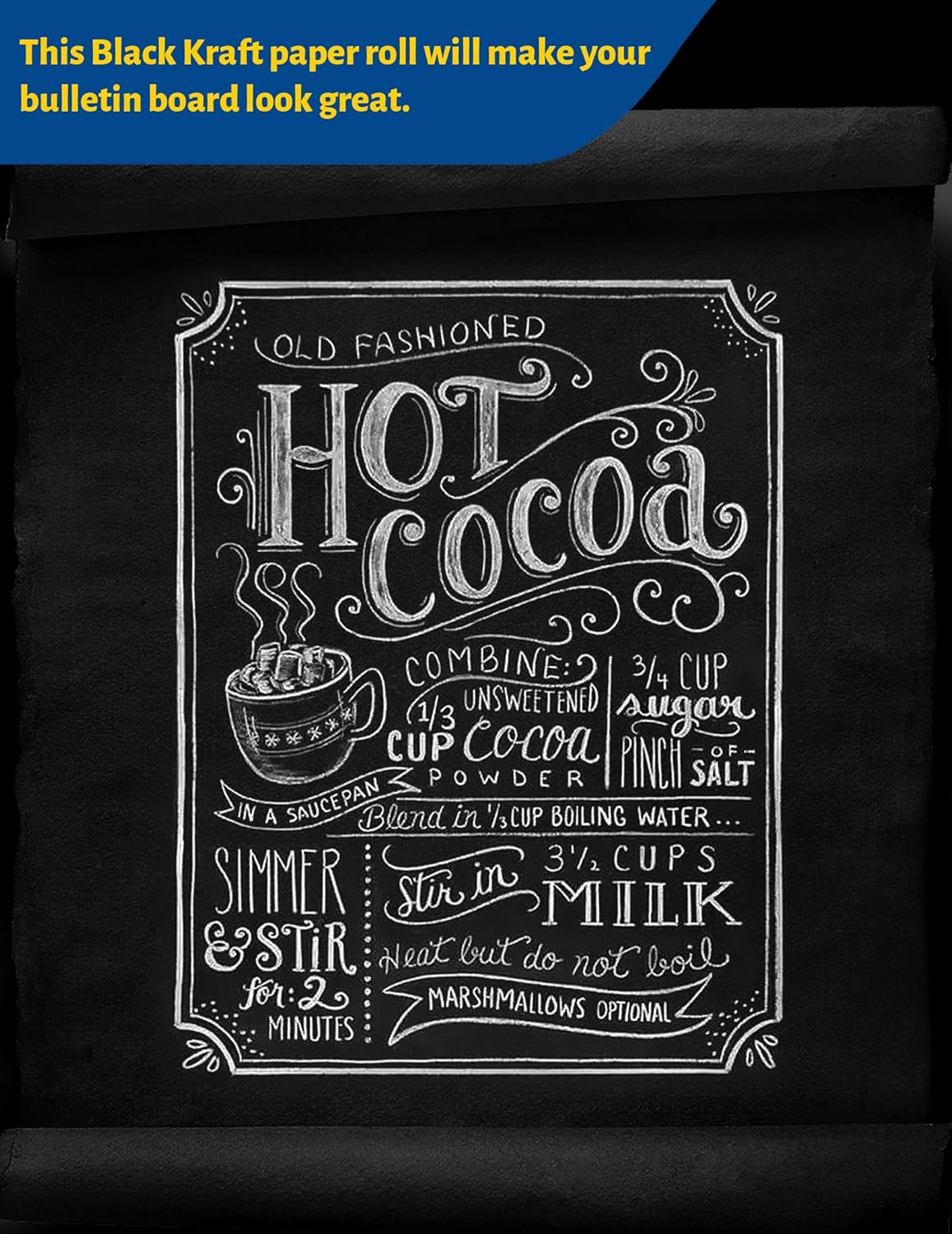 Kraft Paper Roll 36" x 98ft, Black Craft Paper 80GMS for Gift Package/Bouquet Flower Wrapping/Kids Arts Drawing/Bulletin Board/DIY/Box Moving Filler/Shipping Supplies/Table Cover, Unwaxed & Uncoated