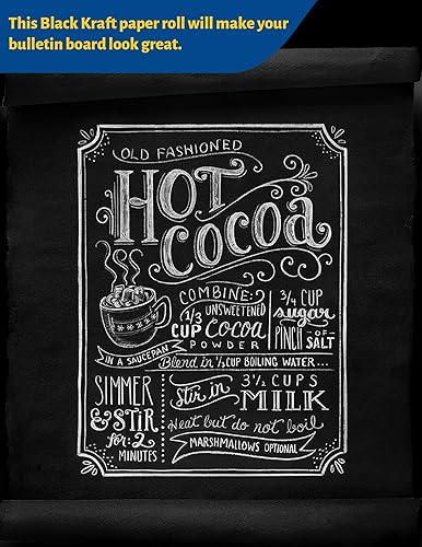 Miniatura 6 de Rollo de papel de regalo negro kraft  24 x 1181 pulgadas (98 pies), rollo de papel para manualidades ideal para envolver regalos, proyectos de arte