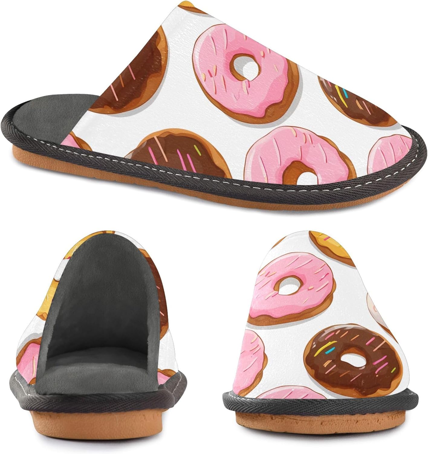 Donut Cake House Slippers – Cozy Fuzzy Slippers for Guests, Washable & Disposable, Perfect for Shoeless Home, Spa & Hotel Use A111568