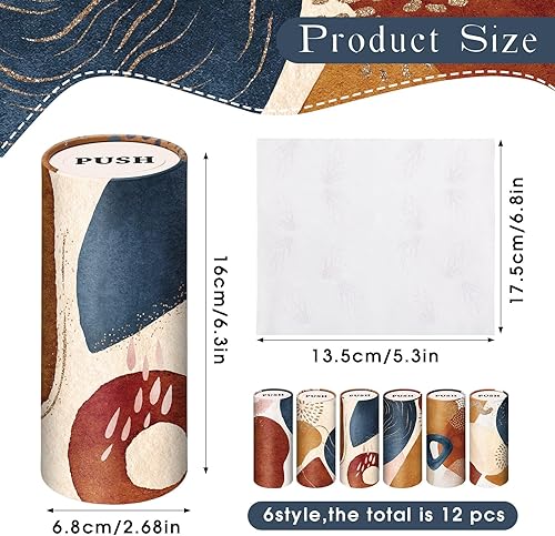 Miniatura 15 de Outus 12 soportes para cilindros de pañuelos de automóvil con 3 capas de pañuelos faciales a granel negro y blanco redondo para pañuelos, cajas