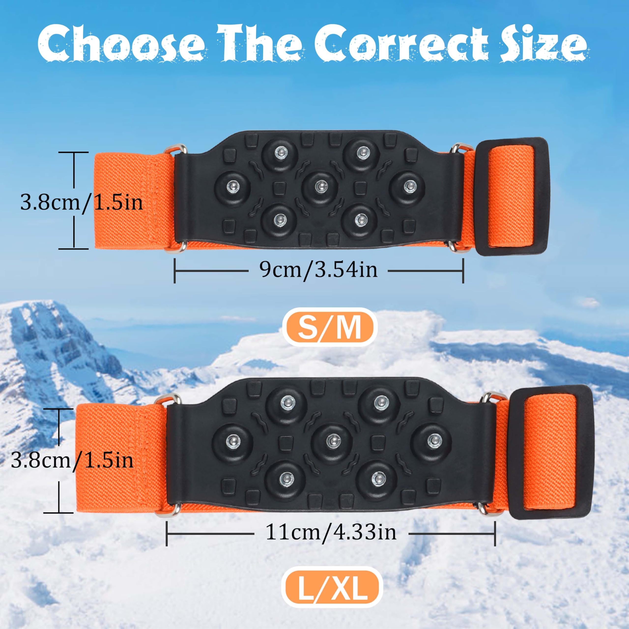 Ice Cleats Midsole Snow Traction Cleats for Walking on Snow and Ice Anti Slip Crampon with Adjustable Straps 7 Tungsten Studs for Secure Grip Anti Slip Crampons for Walking Jogging Hiking