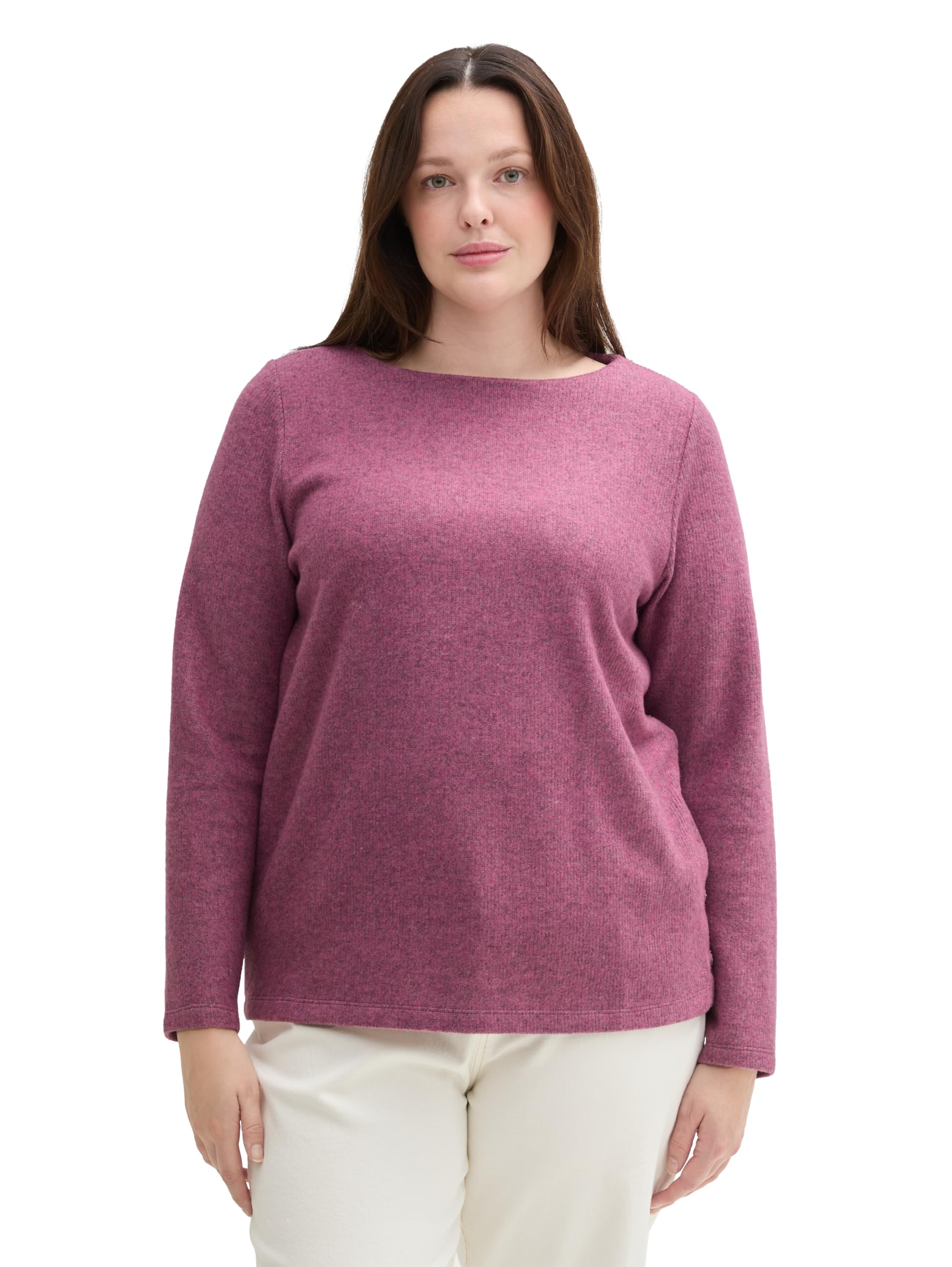 Tom Tailor Damen 1043760 Plussize Cosy Sweatshirt mit Knöpfen