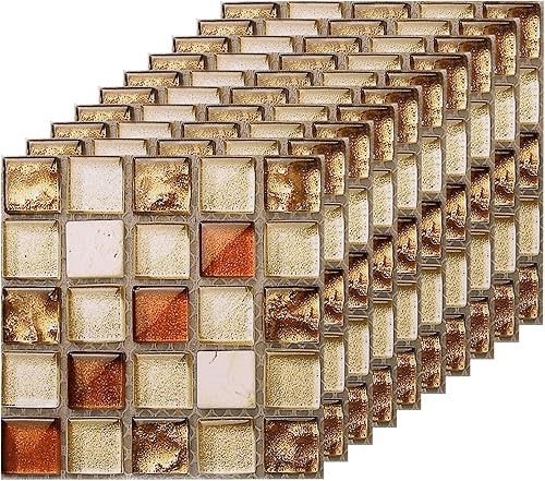 Miniatura 1 de uxcell Adhesivo de pared para despegar y pegar, 10 unidades, 3.94 x 3.94 pulgadas, impermeable, tamaño pequeño, mosaico, autoadhesivas, decorativas,