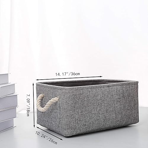 Miniatura 3 de CREADARD Cesta de almacenamiento de tela, caja de almacenamiento plegable de lino para guardería y hogar, cesta plegable de lona para armario o