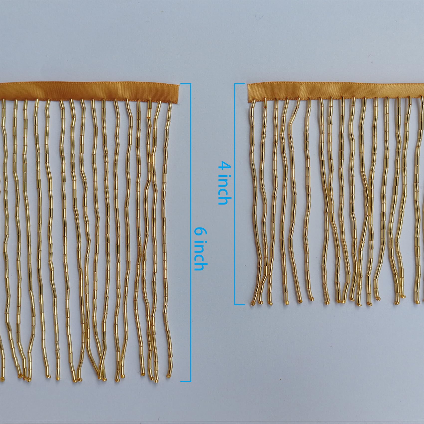 Perlen-Fransenborte, 10,7 cm breit, 2 m lang, Gold