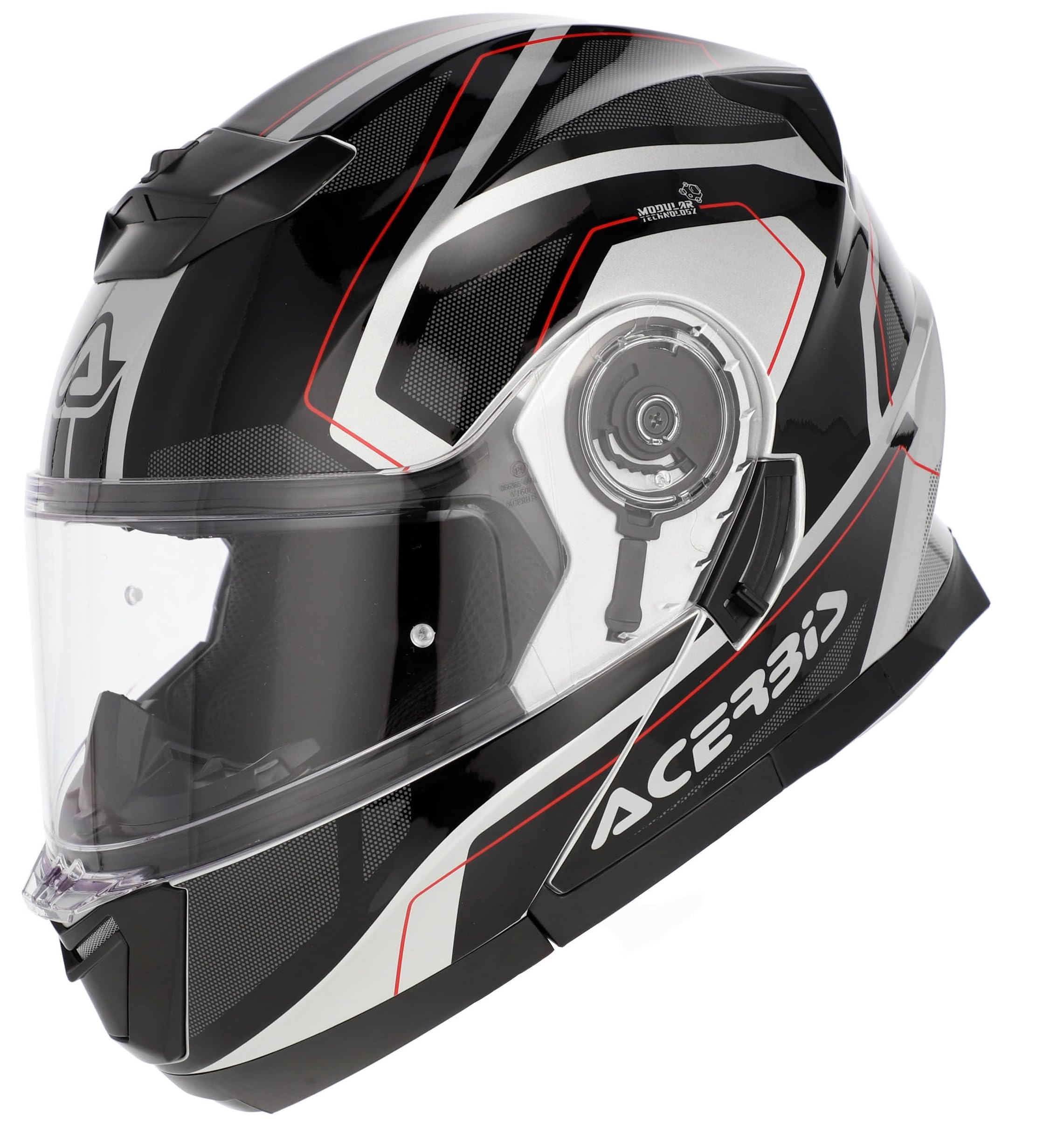 Casco Modular Acerbis Serel Negro Gris con Visor Solar Integrado, Homologación ECE 22.06, Doble Visor, Sistema de Ventilación y Cierre Seguro para Moto (XL 61/62)