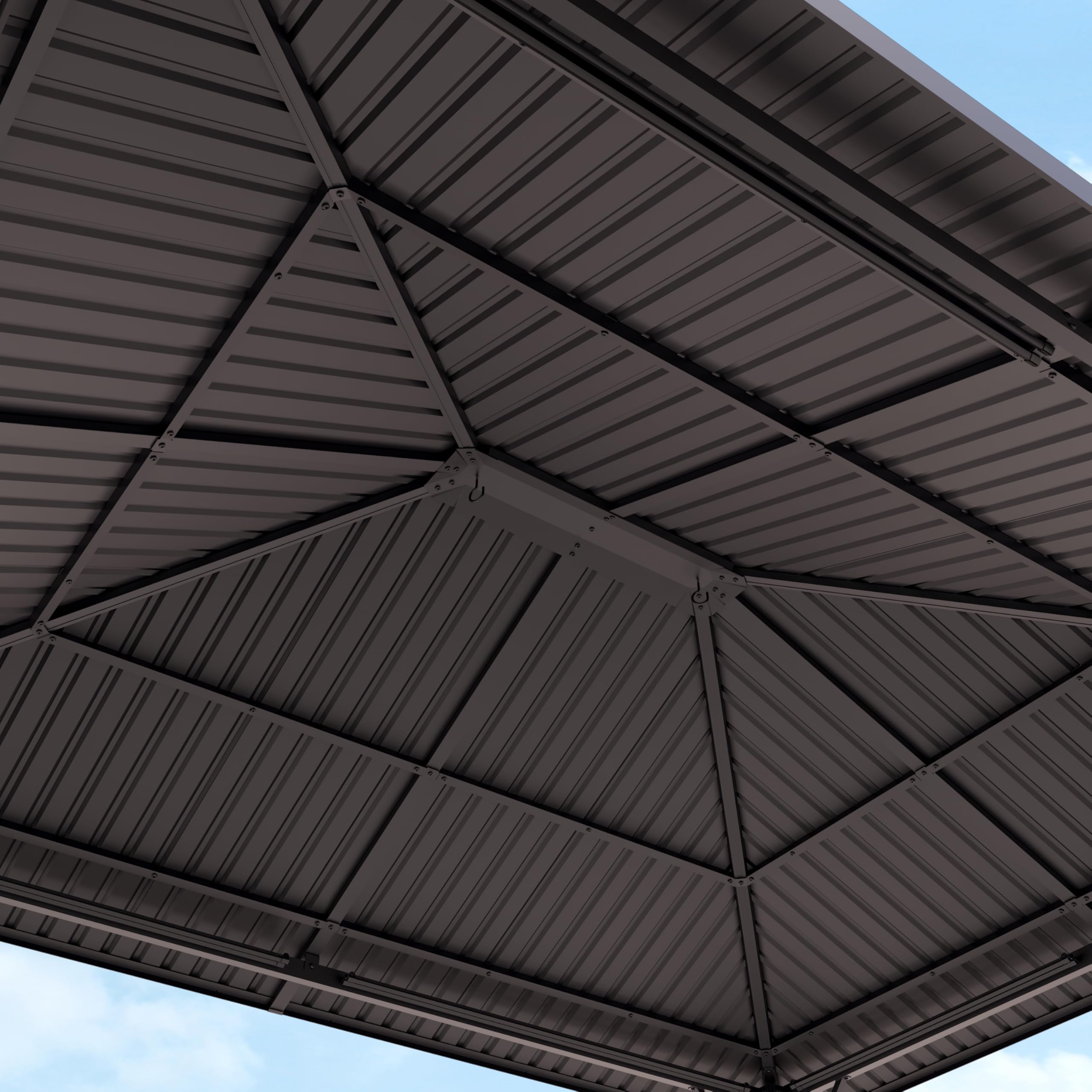 TOOLPORT Pawilon ogrodowy 3x3,65 m Hardtop dach stalowy z 4 ściany boczne i moskitiera, szary