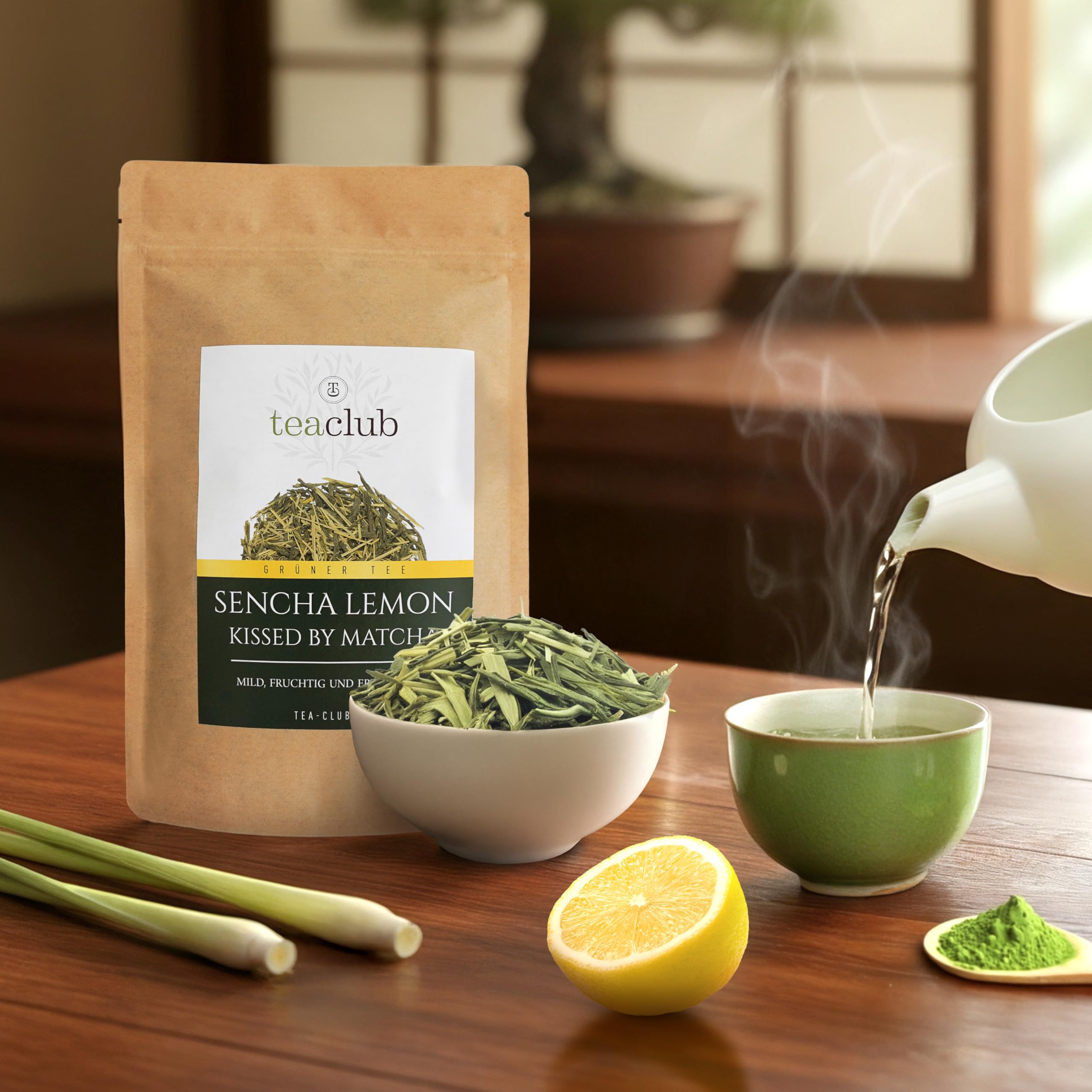 TeaClub Sencha Lemon Thé Vert en Vrac 500g, Thé Japonais Matcha