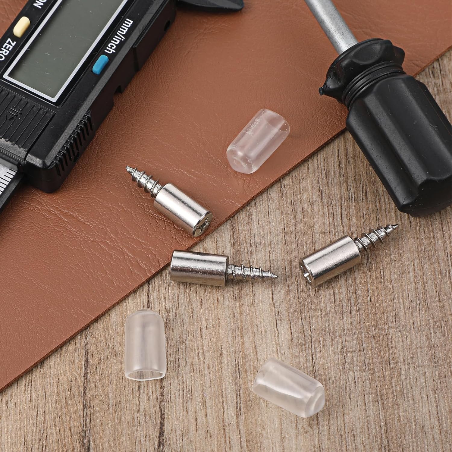 Self-Tapping Screws Cabinet Laminate Support, Shelf Pins with Anti-Skidding Sleeves Cabinet Shelf Pegs for Kitchen Utensils Tapping Cross Screw for Glass Furniture Cabinets Support（20pcs）