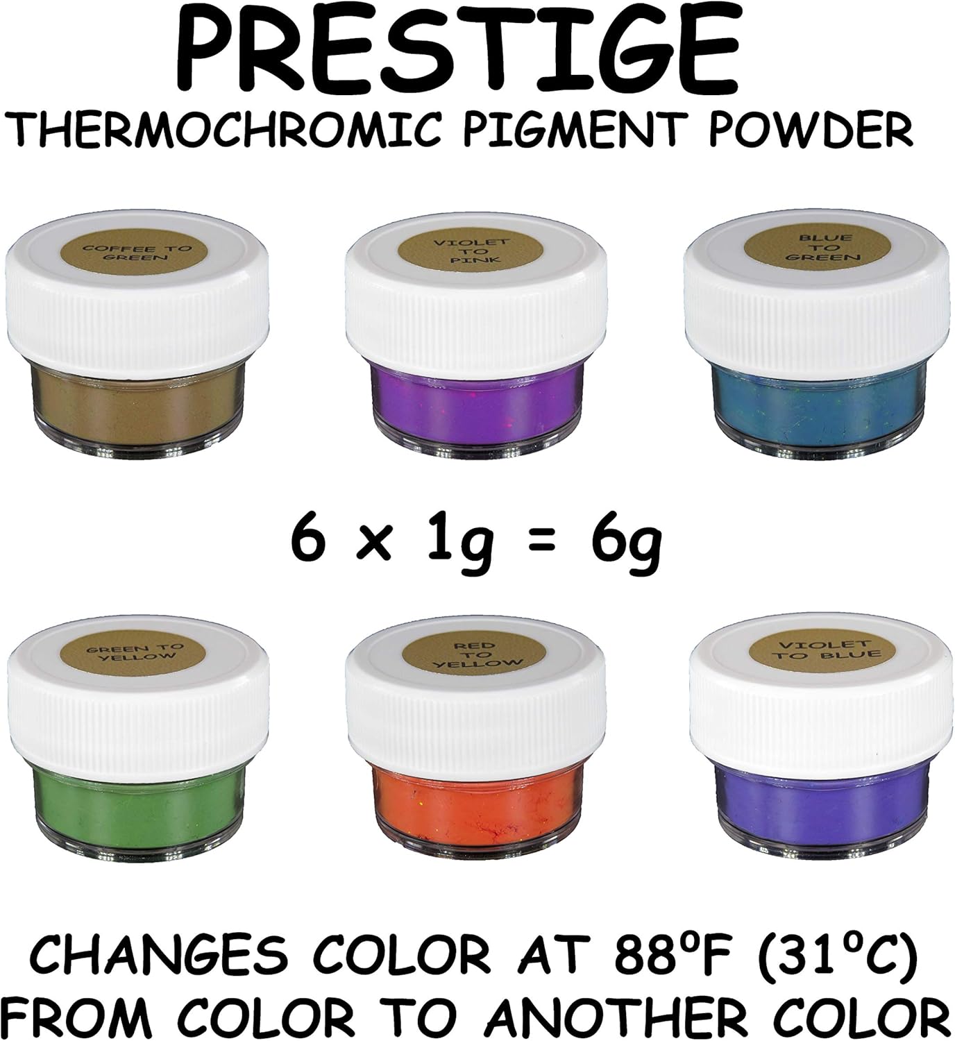 Prestige Nail Decorations (6jars, Multi-Color Thermochromic Pigment (Color to Color)) : Beauty & Personal Care