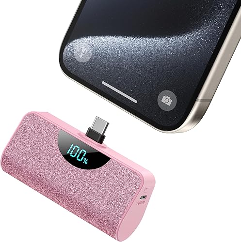 Mini cargador portátil para iPhone 15, banco de energía USB C de 5200 mAh actualizado, pantalla LCD, cargador de batería Android compatible con