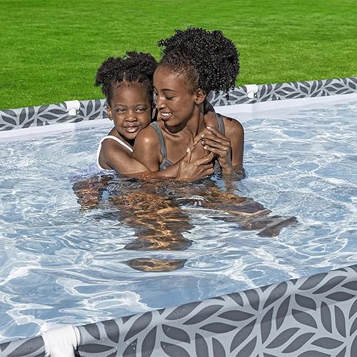 Vista 15 de Bestway Steel Pro - Juego de piscina rectangular sobre el suelo de 12 x 6 pies 7 pulgadas x 26 pulgadas con forro DuraPlus y sistema FrameLink, gris