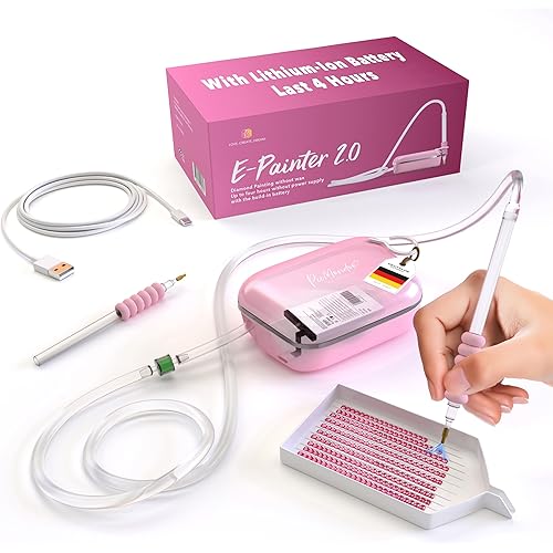 Picmondoo - E-Painter for Diamond Painting - Wireless Diamond Painting Pen with Vacuum Pump with Accessories for Setting AB Stones Without Wax - Diamond Painting Pen (E-Painter (Pink))