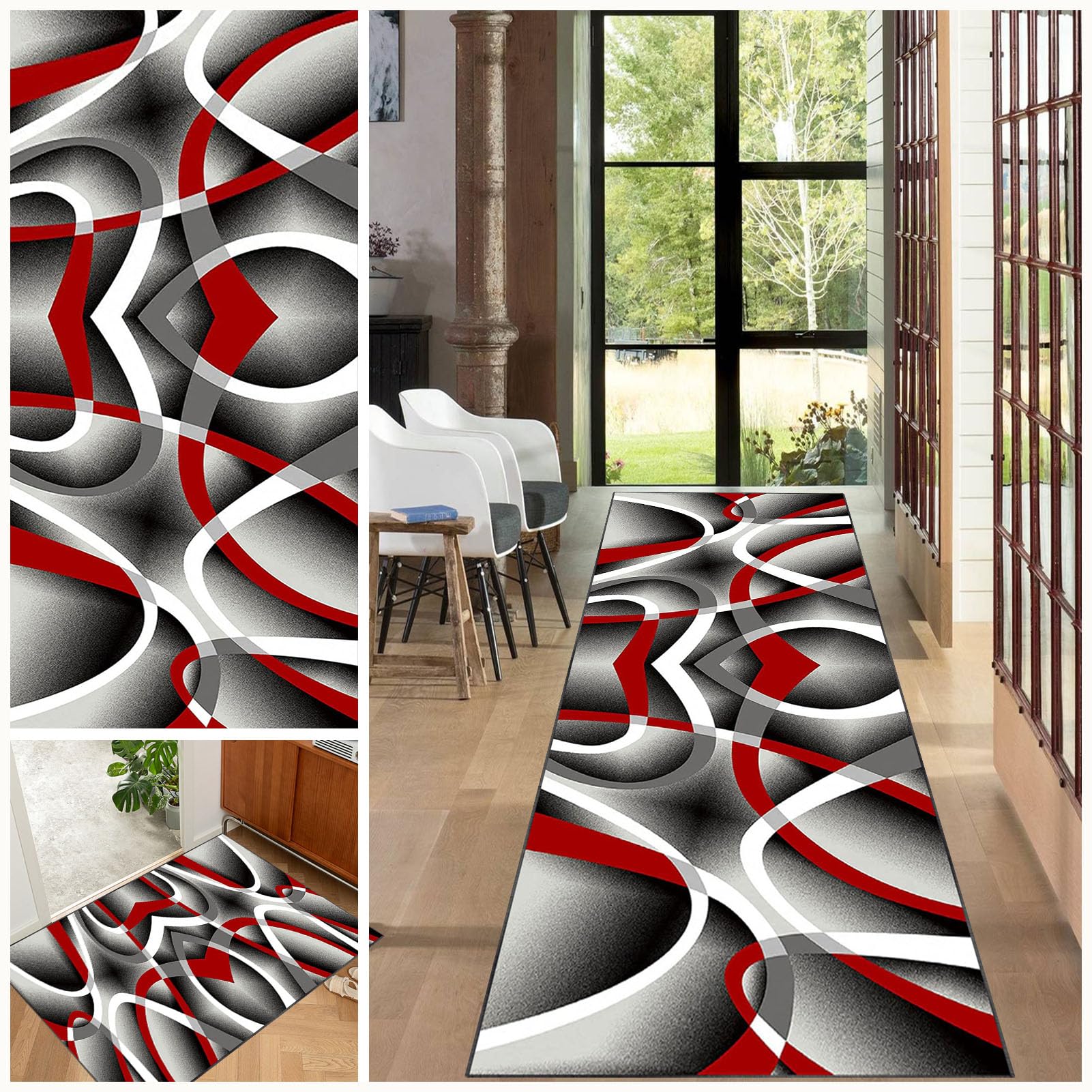 EYKWKB Hallway Runner Rug, Non Slip Long Kitchen Mat Area Rug Geometric Floor Carpet Runner, Narrow Hall Runner, 70 x 90 cm Heavy Duty Entryway Runner Rug, Area Rug for Bedroom Entrance Laundry Room