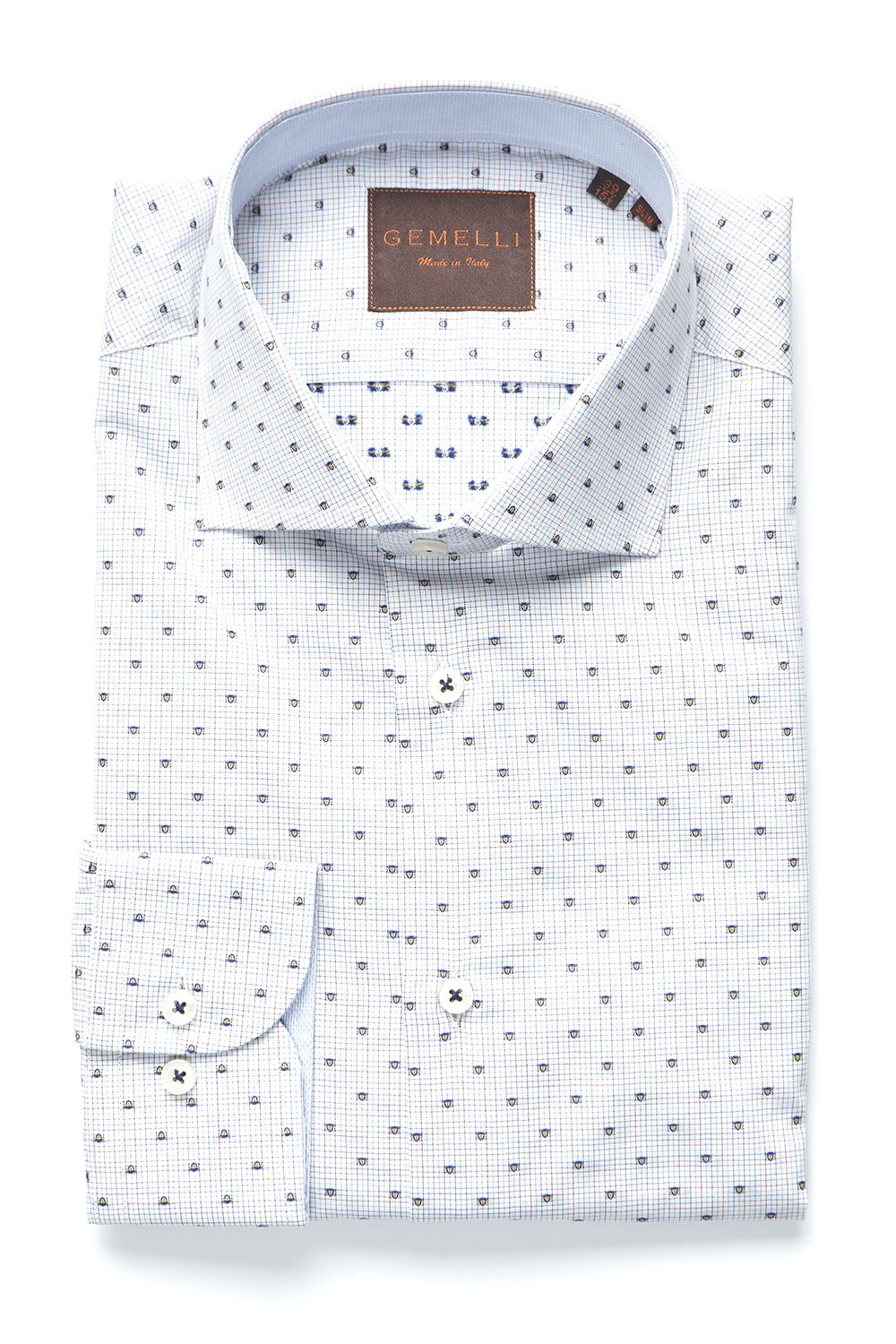 Mens Dress Shirt Slim Fit Made in Italy. 100% Cotton. Long Sleeve Multi Color Mini Coupé Shirt