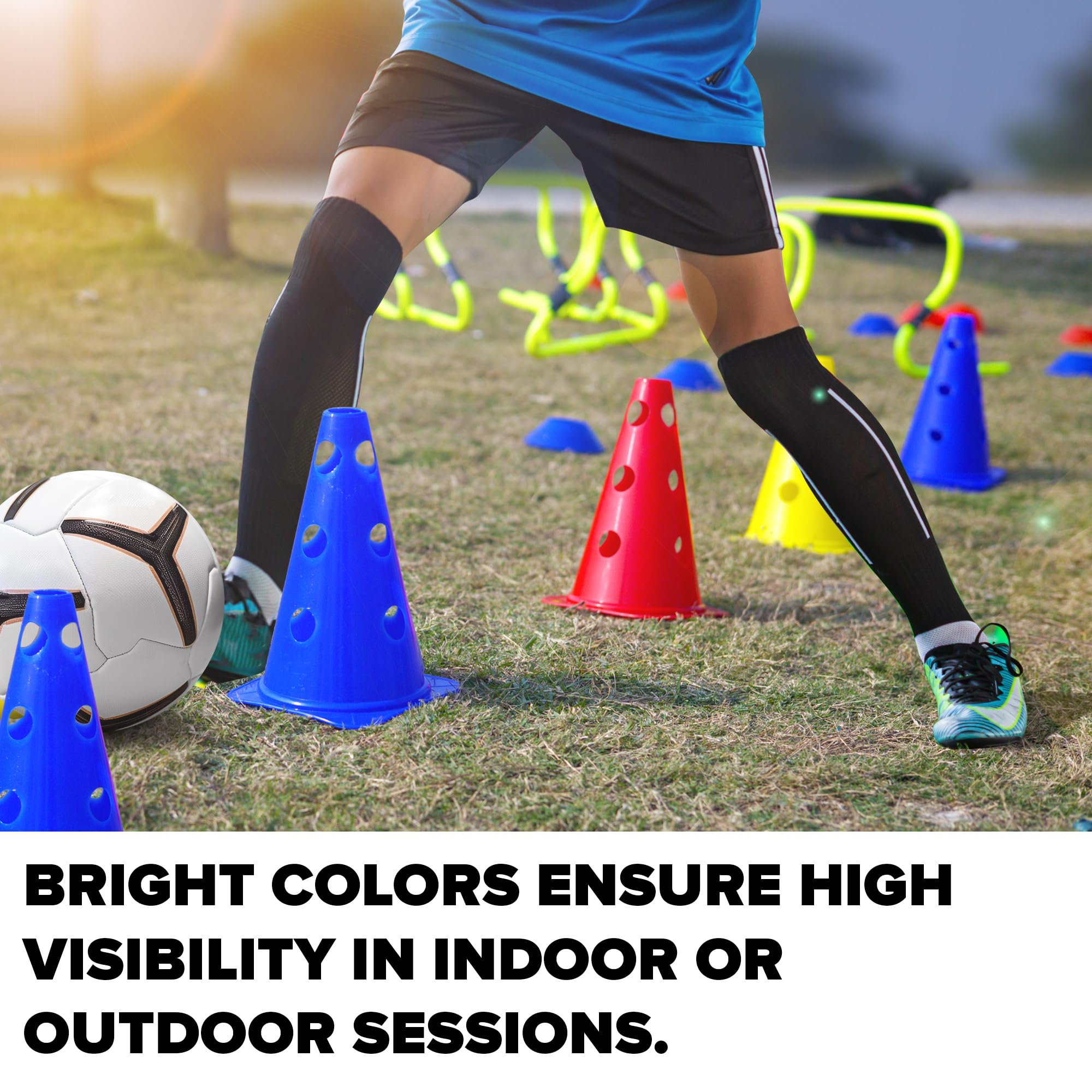 GSi Hurdle Training Cones | Multi Pack Sets | Dual Purpose Agility Cones with Holes | Ideal for Soccer, Kids, Dog, and Sports Training
