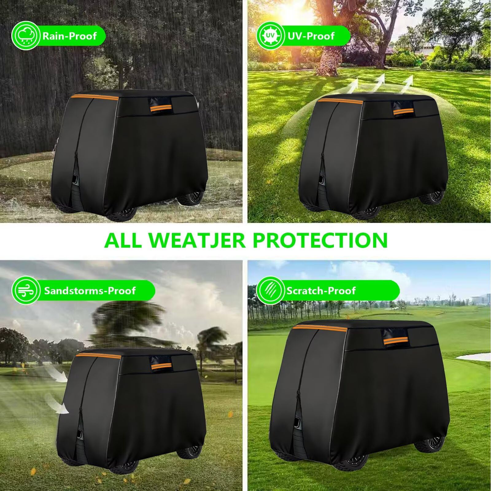 Housse Voiture Golf Compatible avec HDK D5-Ranger 6, 6 Seat,Protection Toutes,résistante à la poussière,Soleil,Vent,Neige Gel,étanche,avec Fermeture éclair