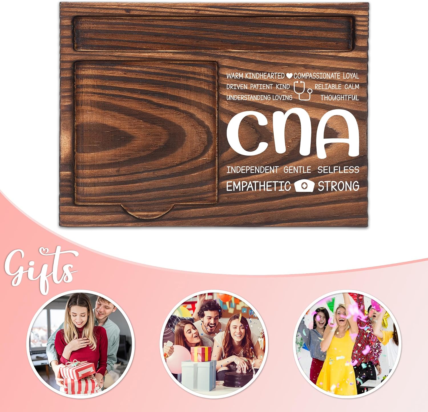 Certified Nursing Assistant Appreciation Gifts, Thank You Gift for Nursing Assistant, CNA Office Coworkers Staff Appreciation Gift, Sticky Note Holder Wooden Notepad & Pen Holder 6.5" x 4.7" - FTA278